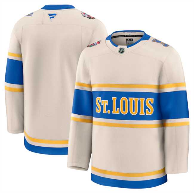 Men%27s St. Louis Blues Blank Cream 2024-25 Winter Classic Stitched Hockey Jersey Dzhi